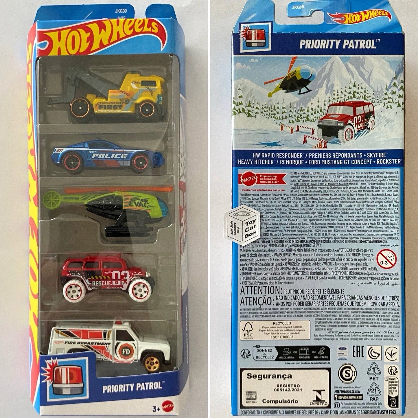 2025 HOT WHEELS 5 Pack - Priority Patrol (Inc. Rockster, Skyfire, Mustang) F30