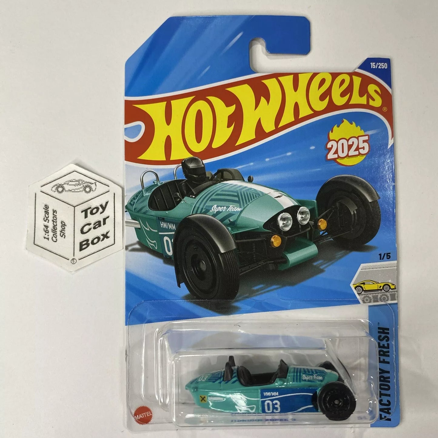 SALE - 2025 HOT WHEELS #15 - Morgan Super 3 (Green #1 Factory Fresh - Long Card) B00