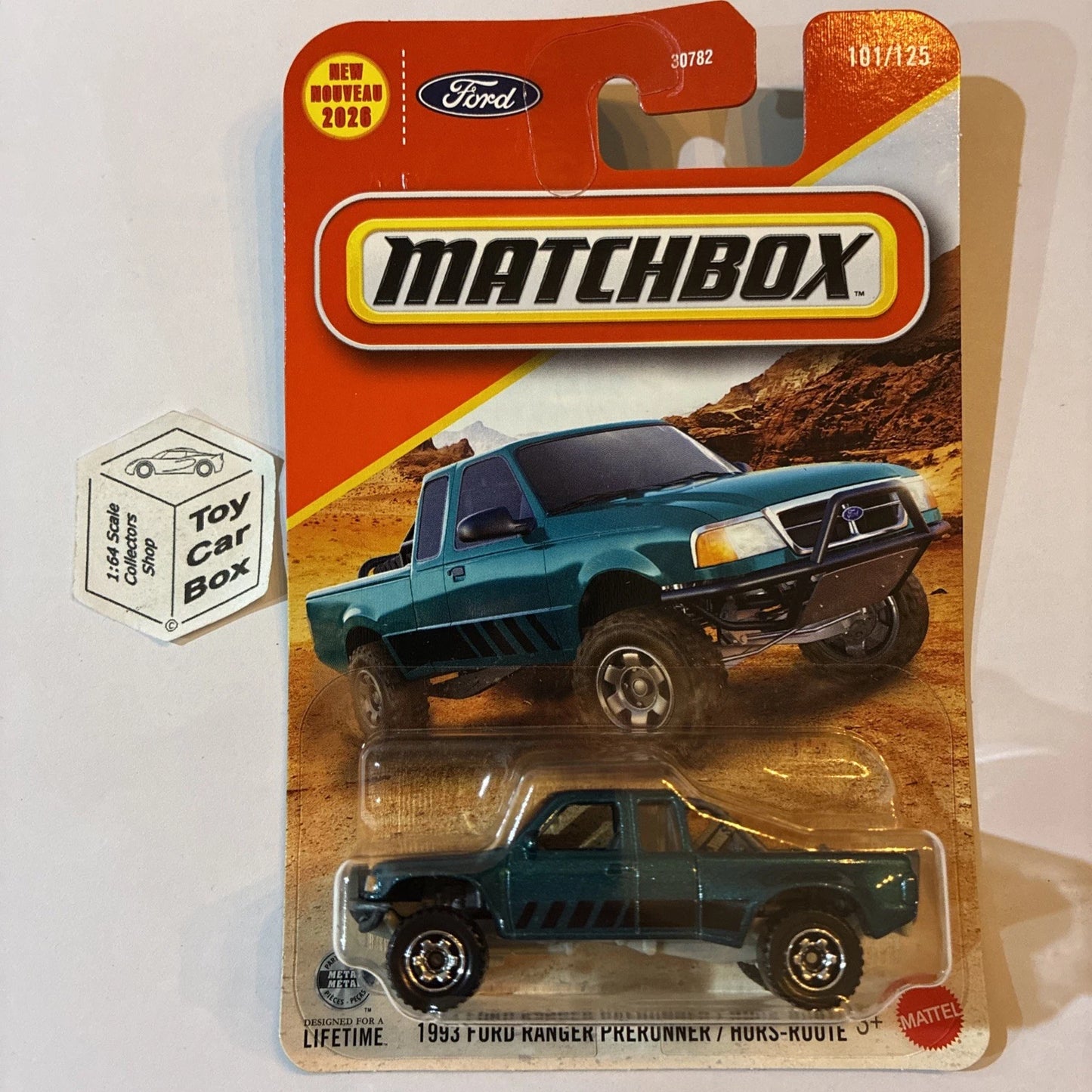2026 MATCHBOX #101 - 1993 Ford Ranger Prerunner (Green - Long Card) B00