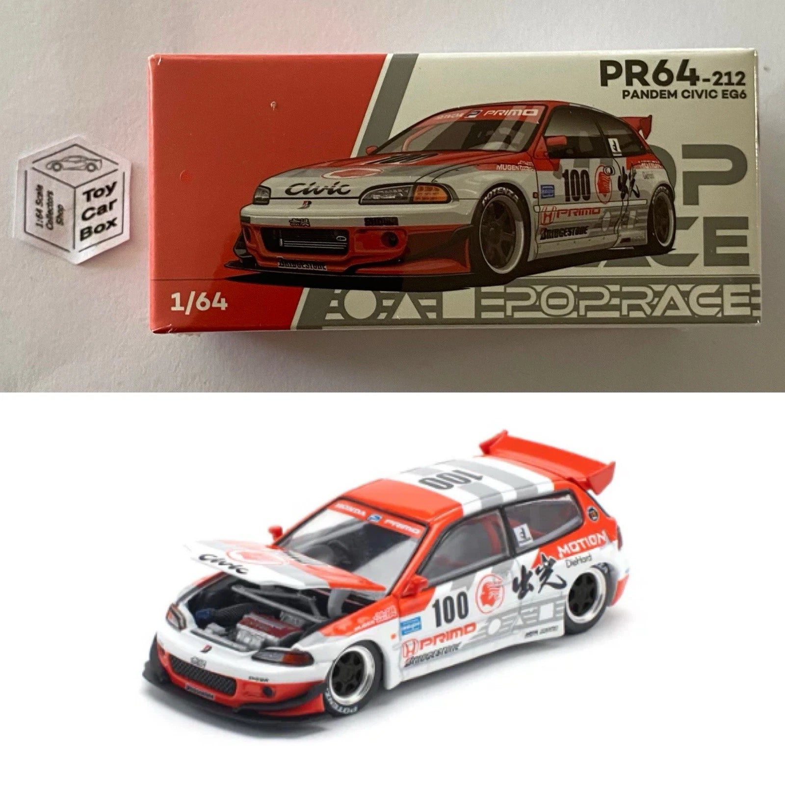 POP RACE - Honda Pandem Civic EG6 (1:64 Scale - #PR64-212 - Boxed