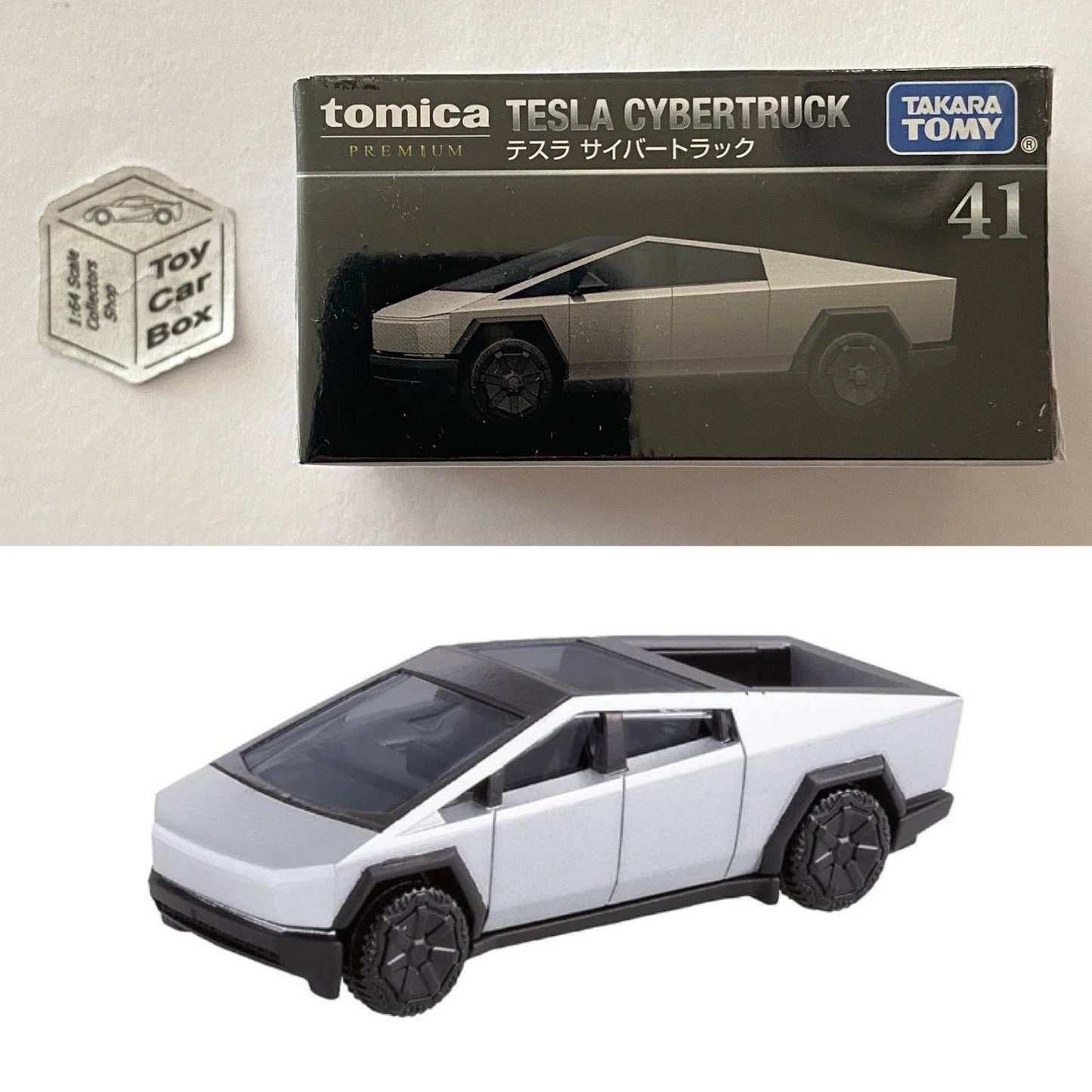 TOMICA Premium #41 - Tesla Cybertruck (Silver - 1:60 Scale - Boxed) J00