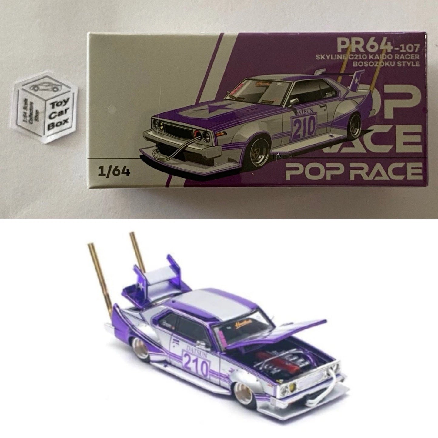 POP RACE - Nissan Skyline C210 Kaido Racer (1:64 Bosozoku Style #PR64-107) Q84g