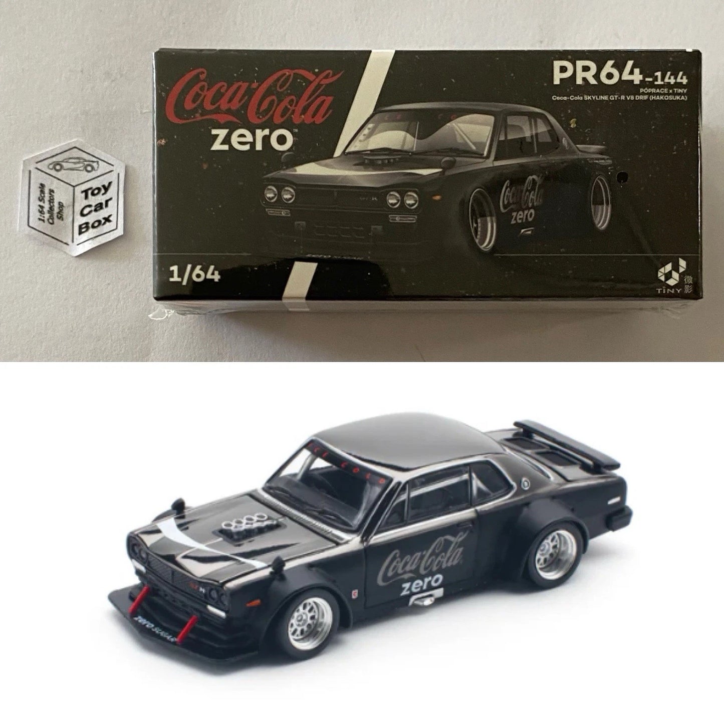 POP RACE - Nissan Skyline Hakosuka GT-R V8 Drif (1:64 Coca-Cola #PR64-144) Q84g