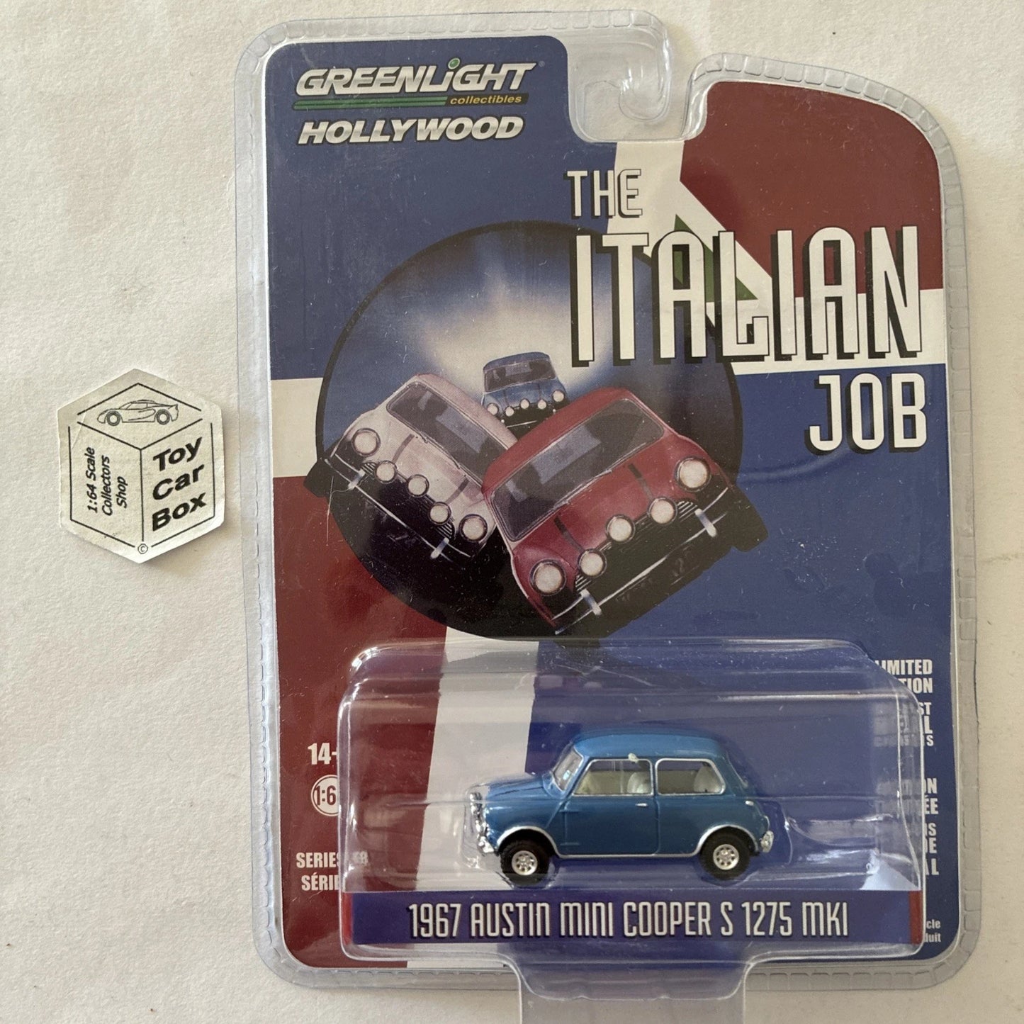 GREENLIGHT - 1967 Austin Mini Cooper S (Italian Job - Hollywood S28 - Blue) J45g