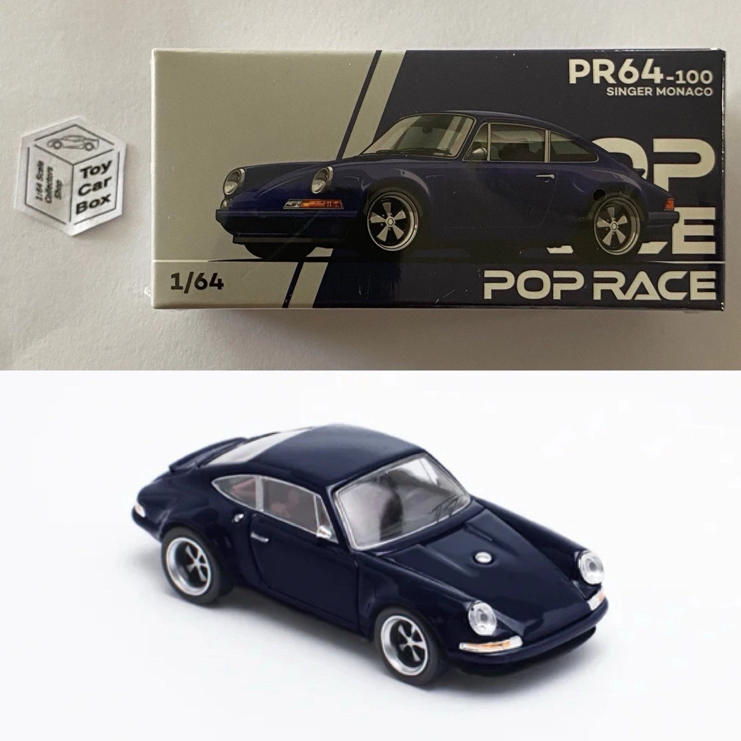 POP RACE - Singer Monaco Porsche 911 (1:64 Scale - Blue #PR64-100 - Boxed) Q84g