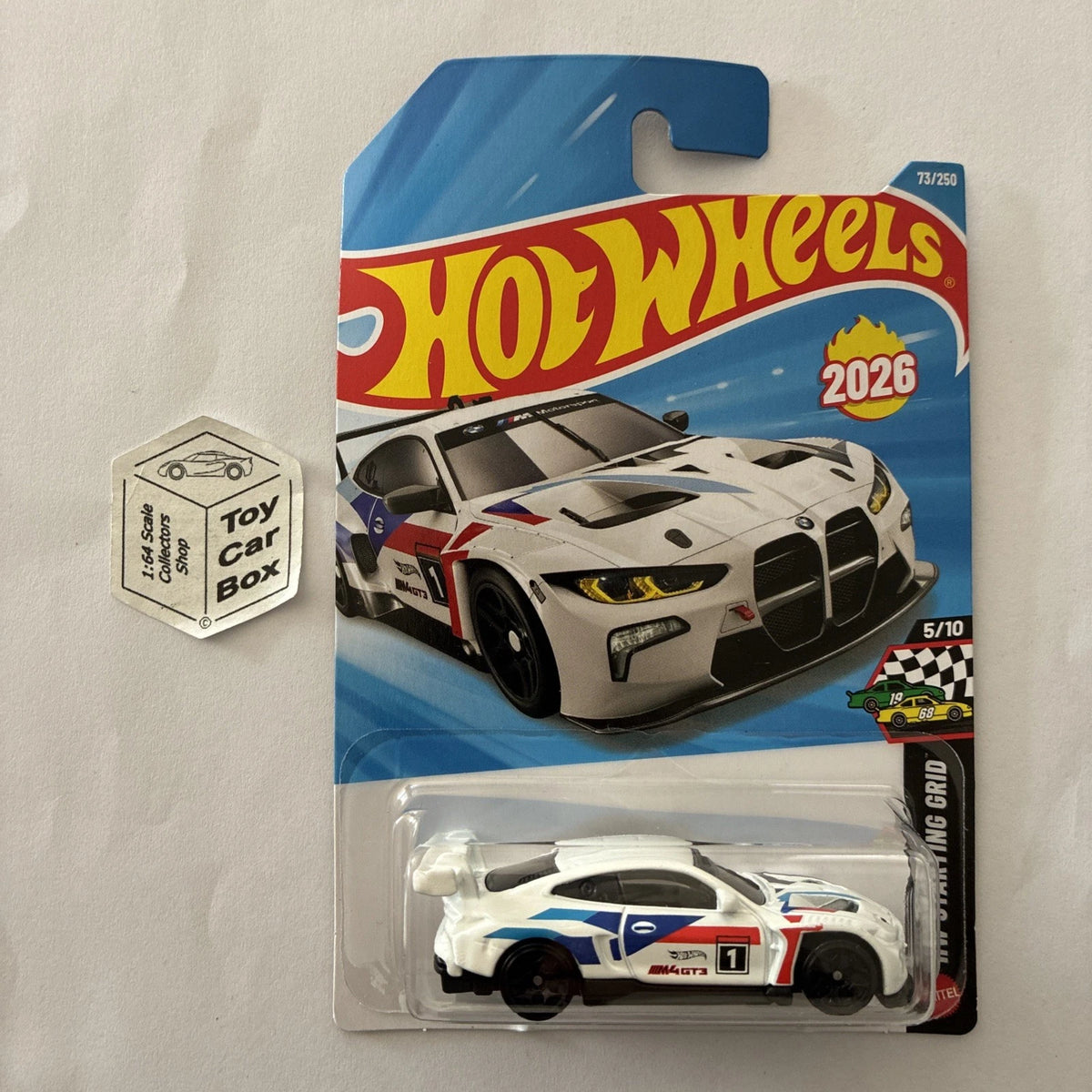 2026 HOT WHEELS #73 - BMW M4 GT3 (White #5 HW Starting Grid - Long Card) B00