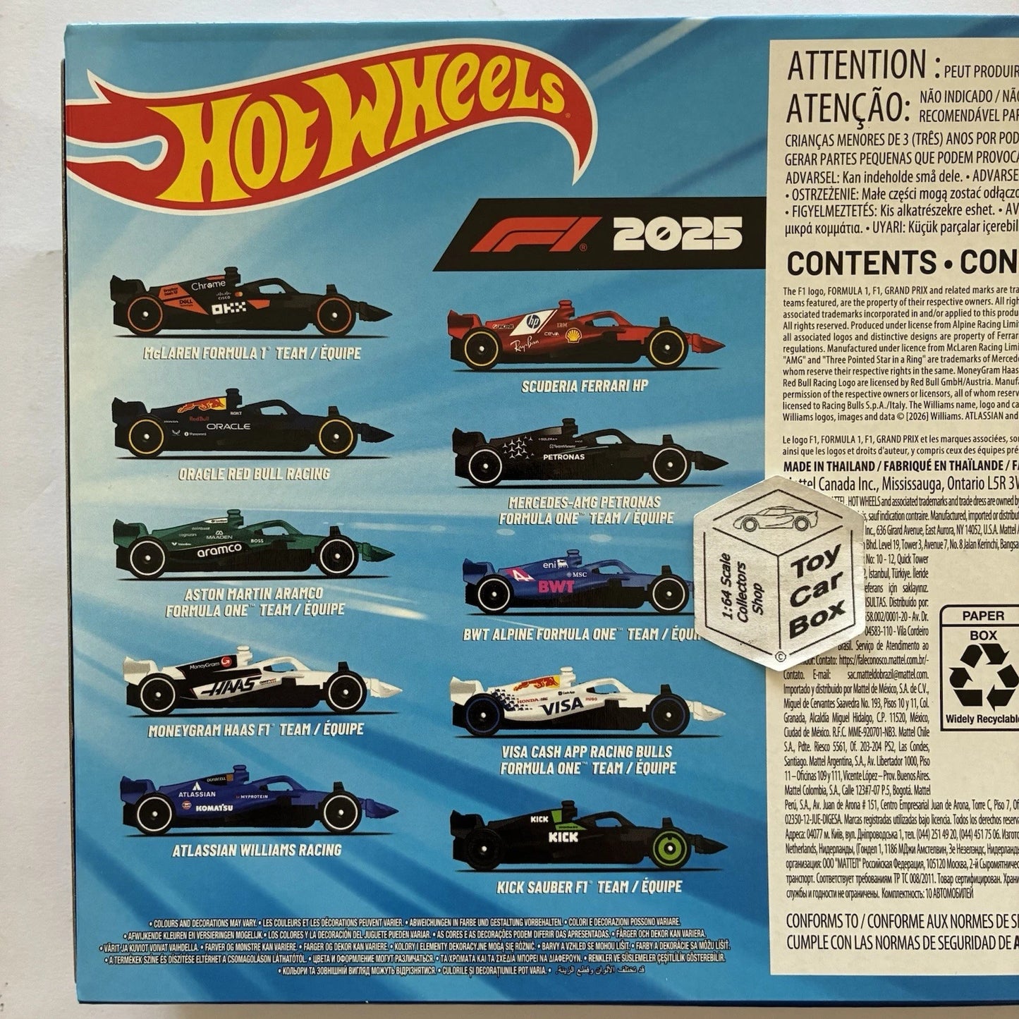 2026 HOT WHEELS 10 Pack - ‘25 Formula 1 (1x Car for each F1 Team) G59