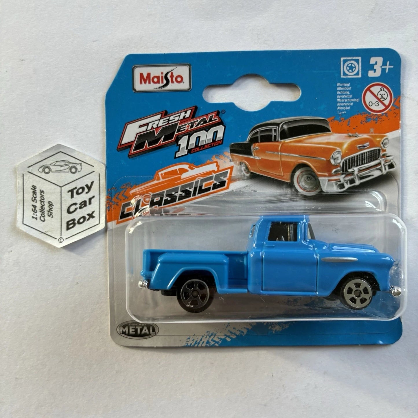 MAISTO Fresh Metal - 1957 Chevy Pickup (Blue - 1/64 Scale* - Blister) C94g