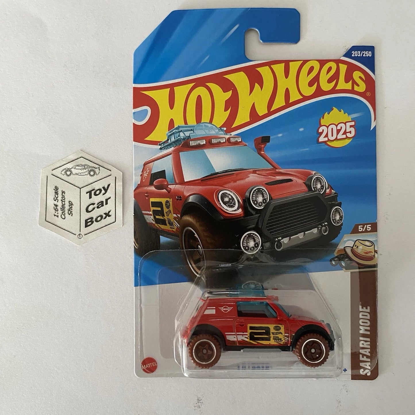 2025 HOT WHEELS #203 - Lil’ Roar aka '03 Custom Mini Cooper S (Red #5 Safari Mode - Long Card) A60
