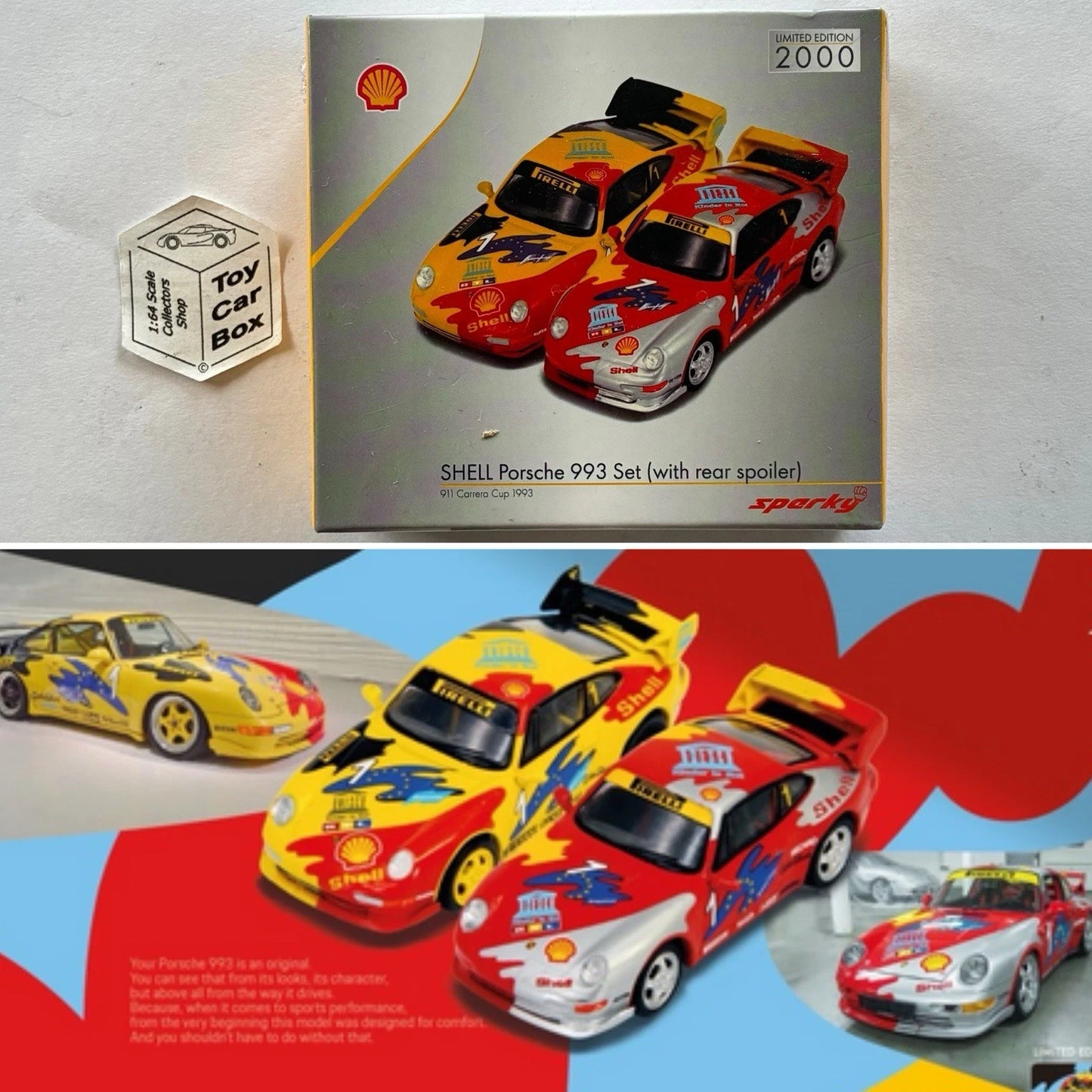 SPARKY - Shell Porsche 993 Set (911 Carrera Cup 1993 - 1/64 - Sealed Box) Wg