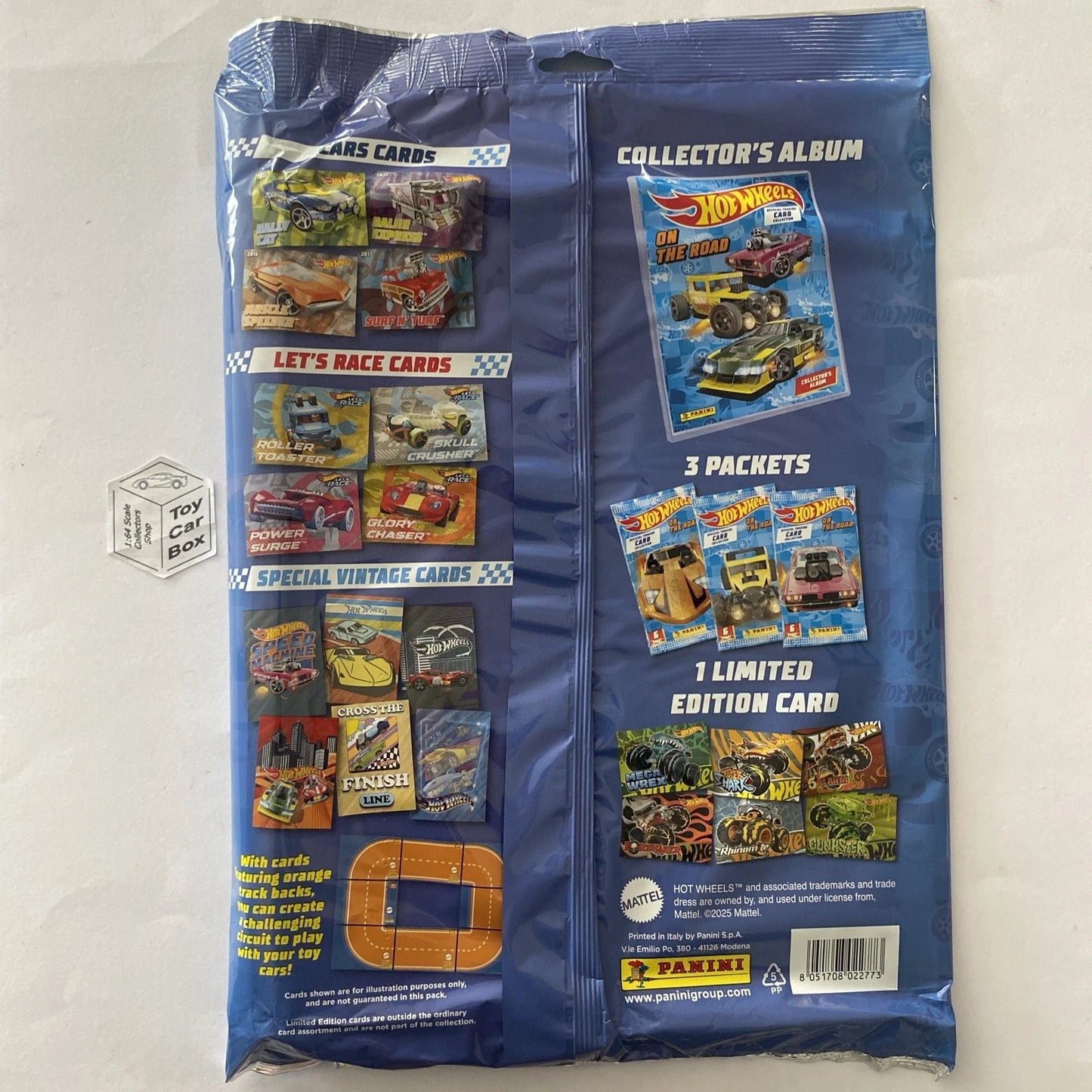 2025 HOT WHEELS Panini Trading Cards - Starter Pack (Inc. Album, 18 Cards & 1 Limited Edition) Q66