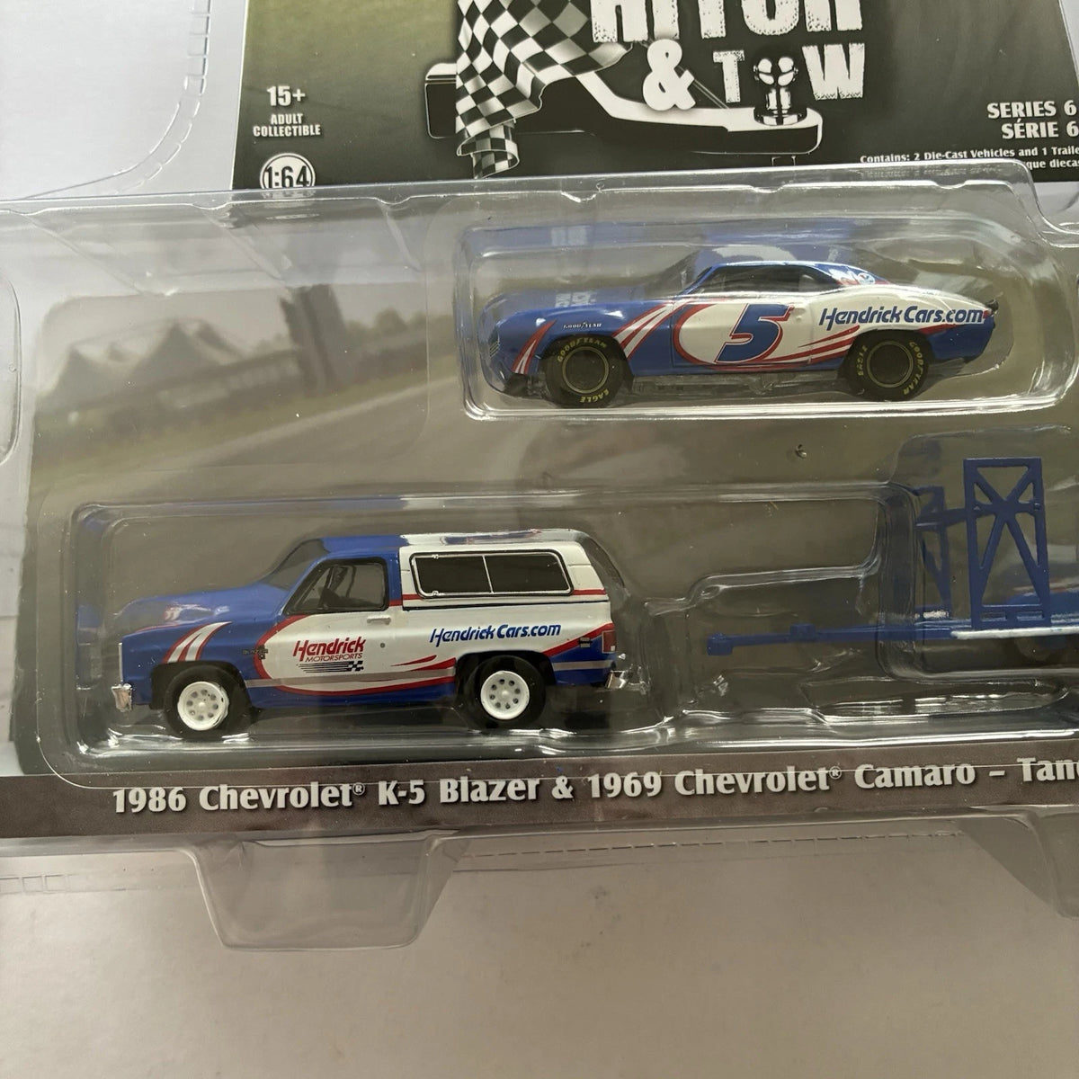 GREENLIGHT - ‘86 Chevy K5 Blazer, ‘69 Camaro & Trailer (Racing Hitch & Tow) V00g