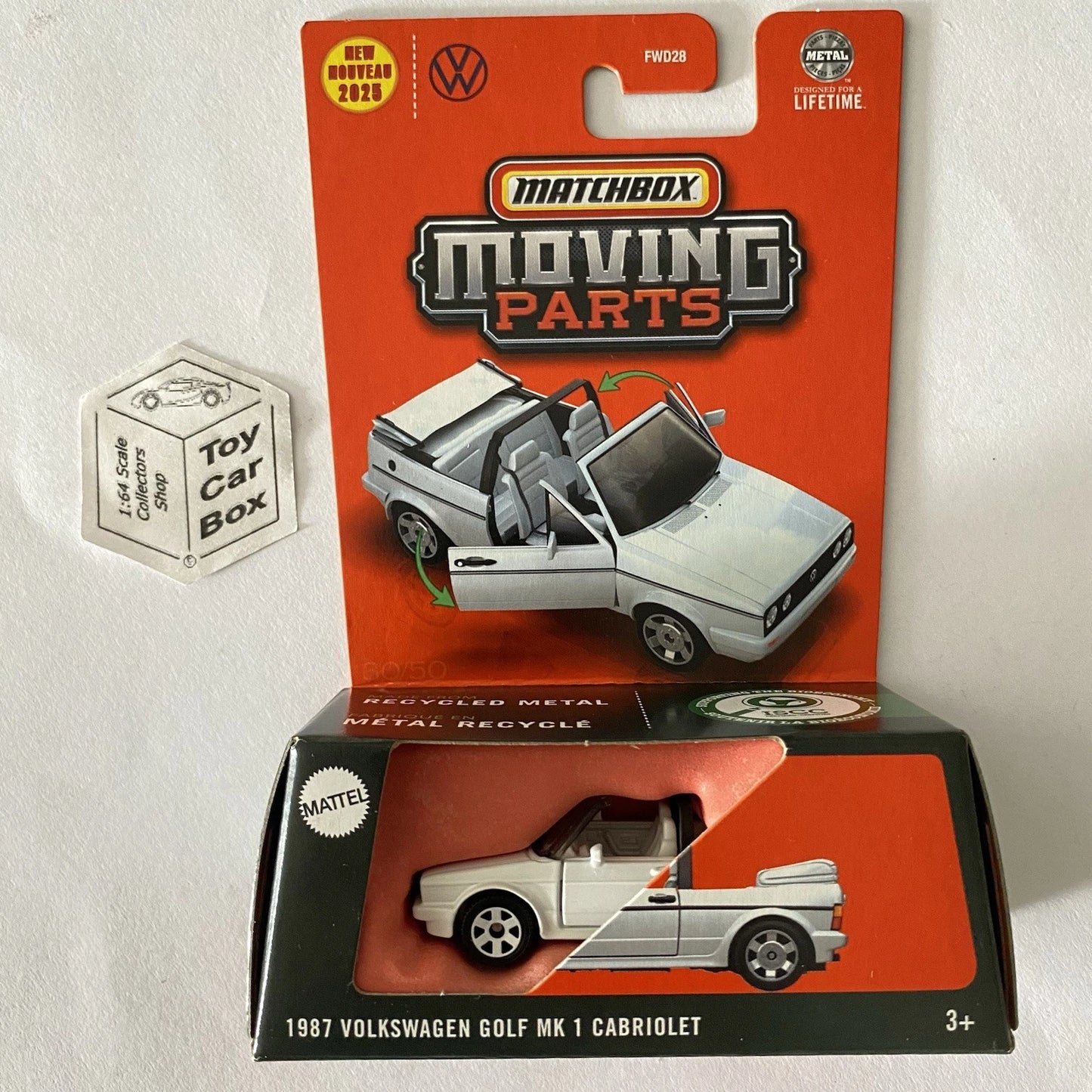2025 MATCHBOX Moving Parts - 1987 Volkswagen Golf Mk1 Cabriolet (White #1) D80