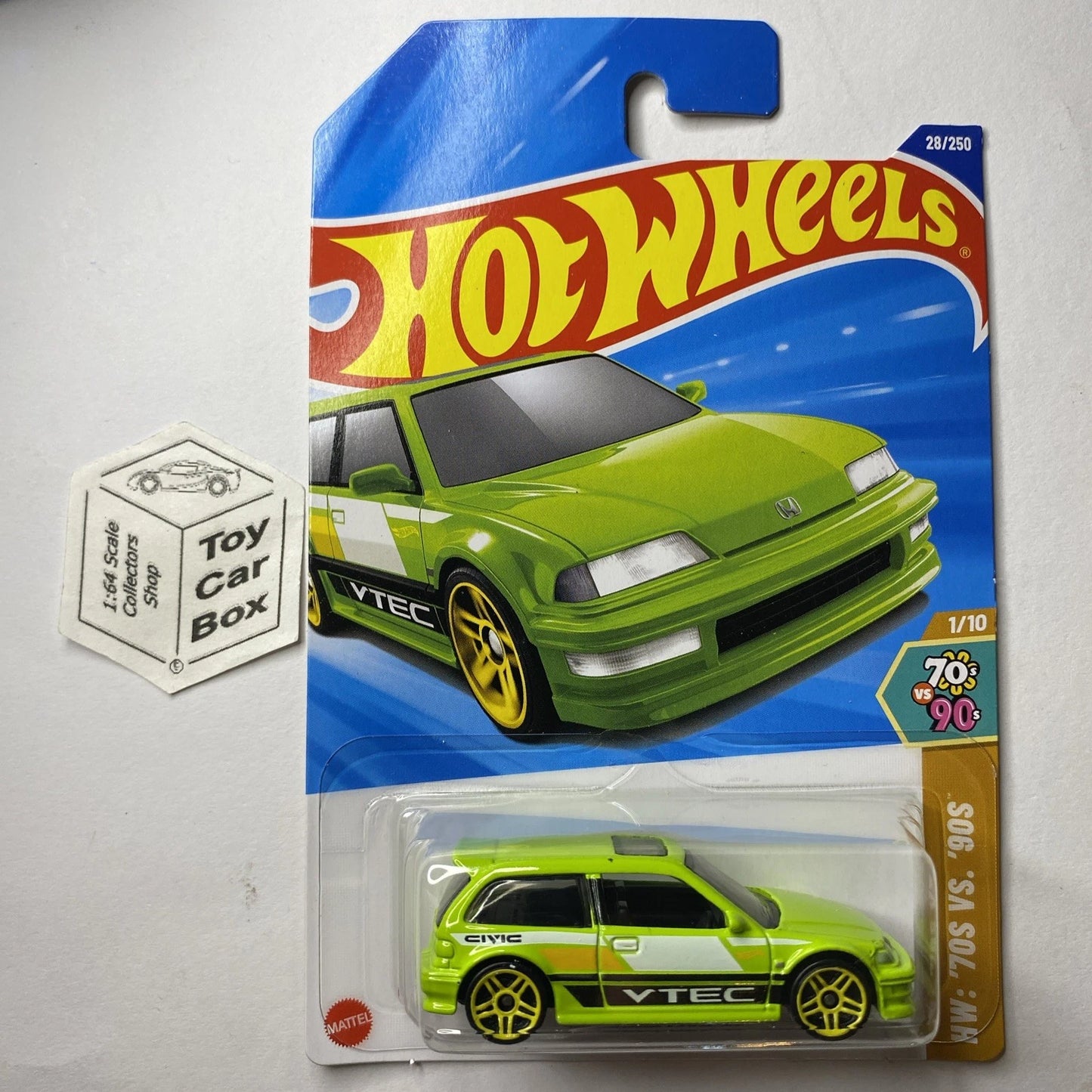 2025 HOT WHEELS #28 - ‘90 Honda Civic EF (Green #1 70s Vs 90s - Long Card) A80
