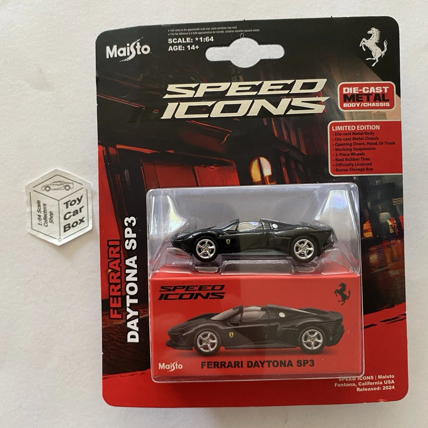 MAISTO Speed Icons - Ferrari Daytona SP3 (Black - Opening Doors) J15g
