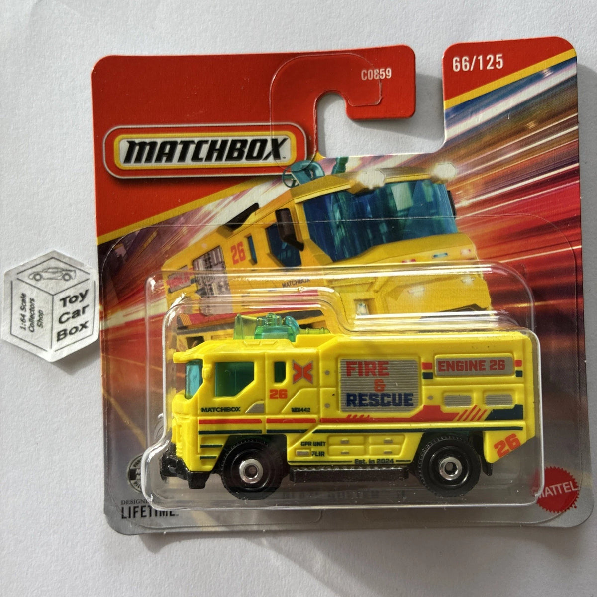 2026 MATCHBOX #66 - Blaze Buster II (Yellow - Short Card) B42g