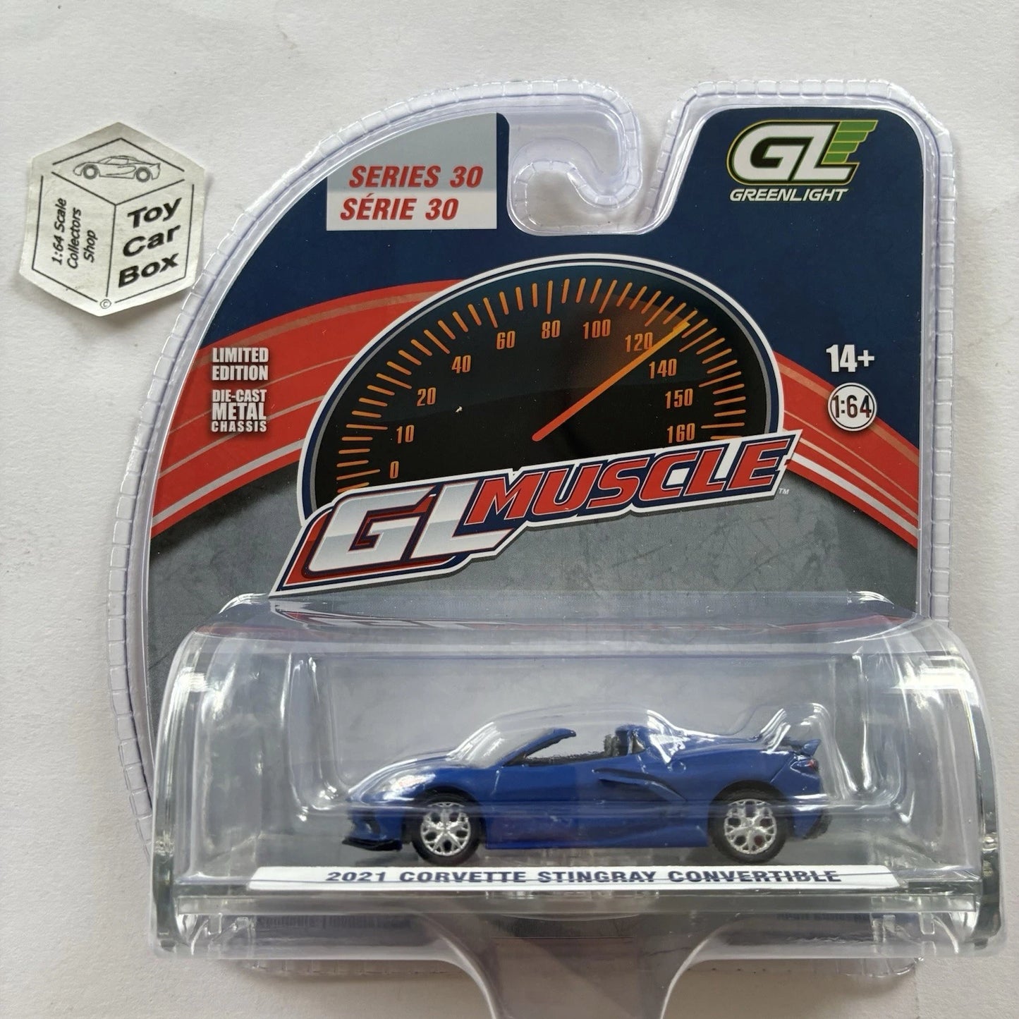 GREENLIGHT - 2021 Chevy Corvette Stingray Conv. (Blue- GL Muscle Series 30) J45g