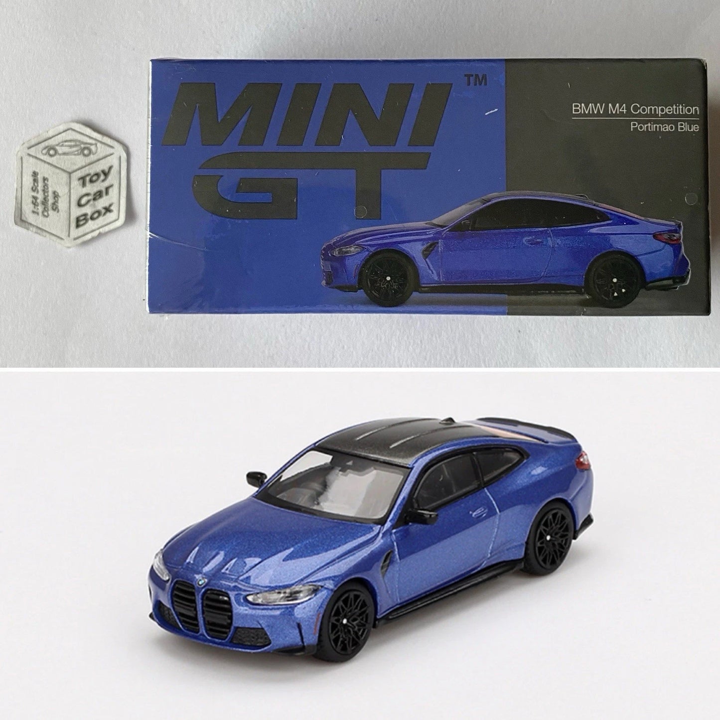 Mini GT #845 - BMW M4 Competition (Portimao Blue - 1/64 Scale Boxed) L75g