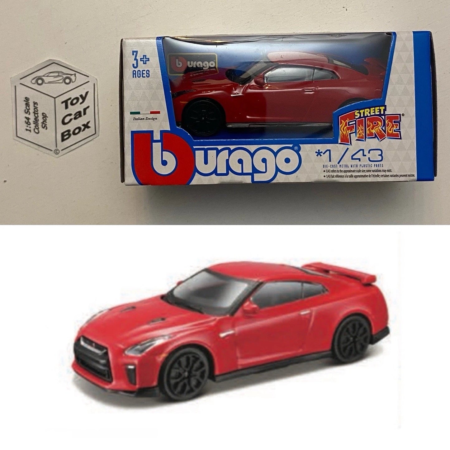 BBURAGO 1/43 - 2017 Nissan GT-R (Red - Street Fire - Boxed) F05