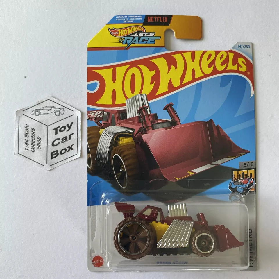 SALE - 2024 HOT WHEELS #147 - Speed Dozer (Red #5 HW Metro - Long Card) B00