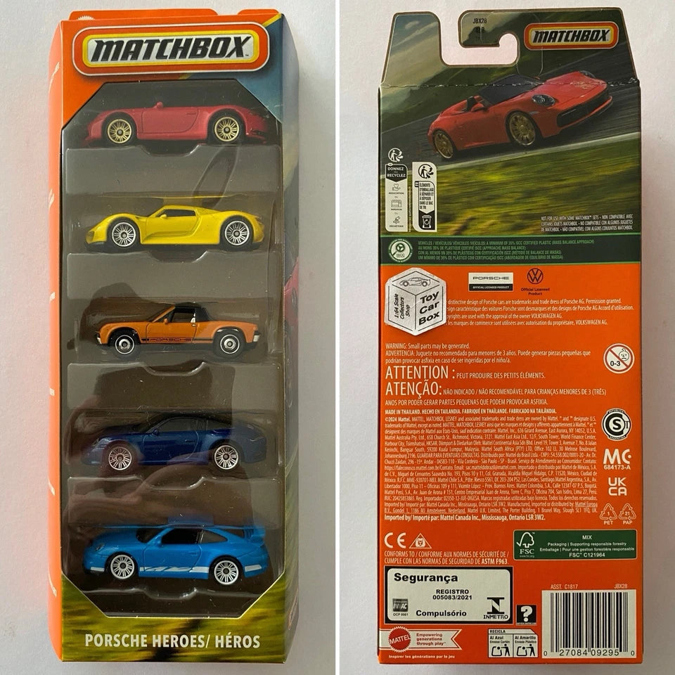 2025 MATCHBOX Porsche Heroes 5 Pack (911 Carrera, 918, 914, 911 Targa & GT3) M75