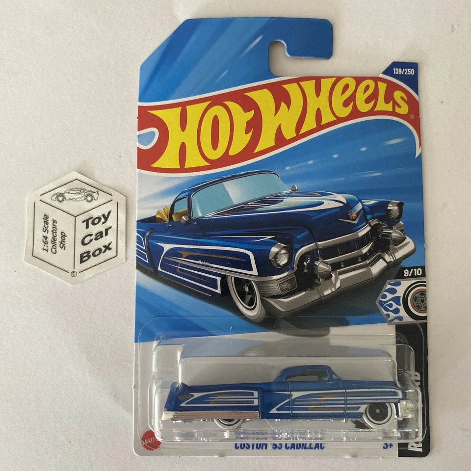 2025 HOT WHEELS #139 - Custom ‘53 Cadillac (Blue #9 Rod Squad - Long Card) A80