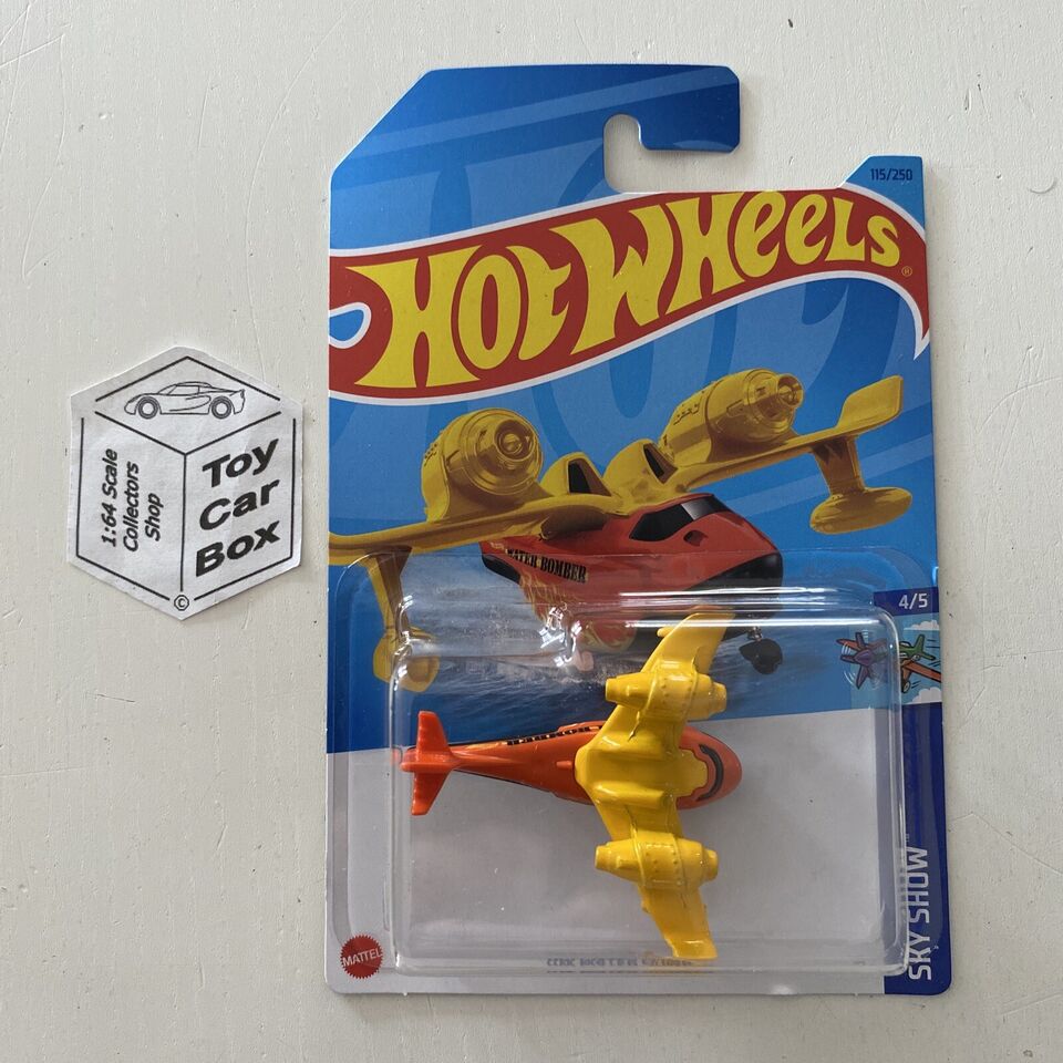SALE - 2023 HOT WHEELS #115 - Water Bomber (Yellow & Orange#4 Sky Show - Long Card) B64