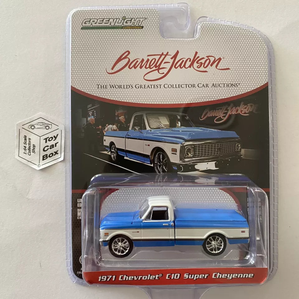 GREENLIGHT - 1971 Chevy C10 Super Cheyenne (Blue- Barrett Jackson Serie 14) I84g