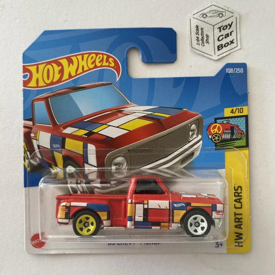 2022 HOT WHEELS #108 - ‘69 Chevy Pickup (Red #4 HW Art Cars - Short Card) B24g