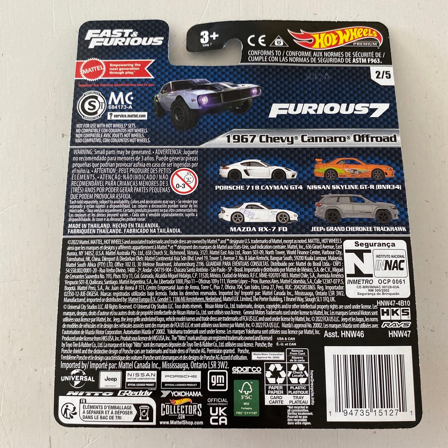 SALE - 2023 HOT WHEELS Fast & Furious - 1967 Chevy Camaro Offroad (Grey - Furious7) G20