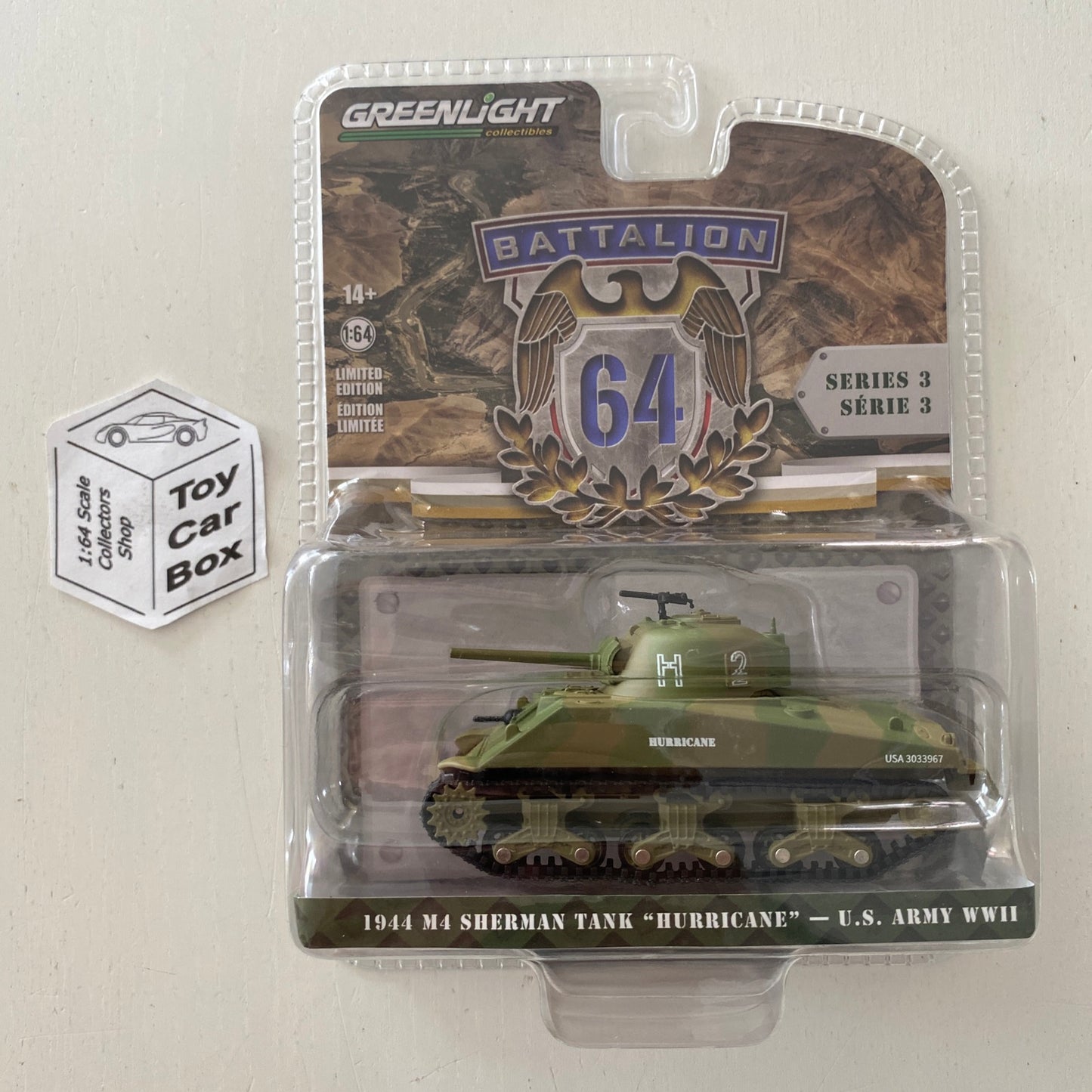 GREENLIGHT - ‘44 M4 Sherman Tank Hurricane (US Army WW2 -Battalion Series 3) L05