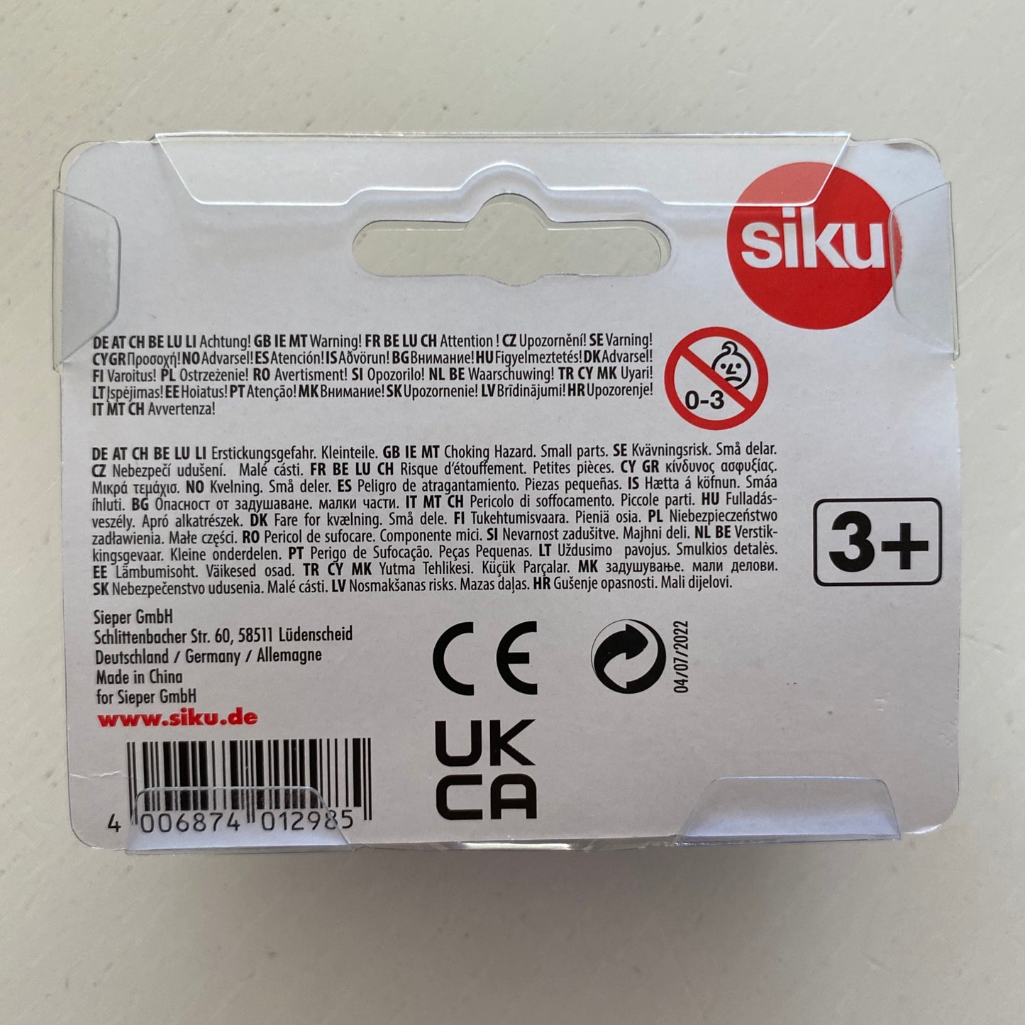 SIKU #1298 - Truck with Skip (Blue - 3” Model, similar size to Matchbox) E50