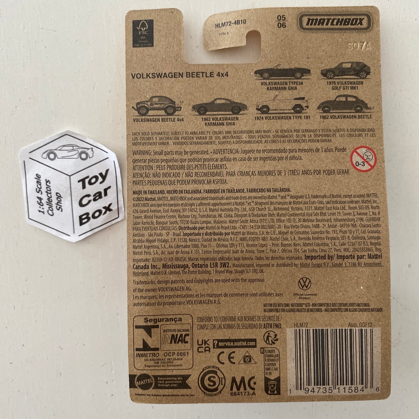 SALE - 2023 MATCHBOX Porsche #5 - Volkswagen Beetle 4x4 (Green - Long Card) C41