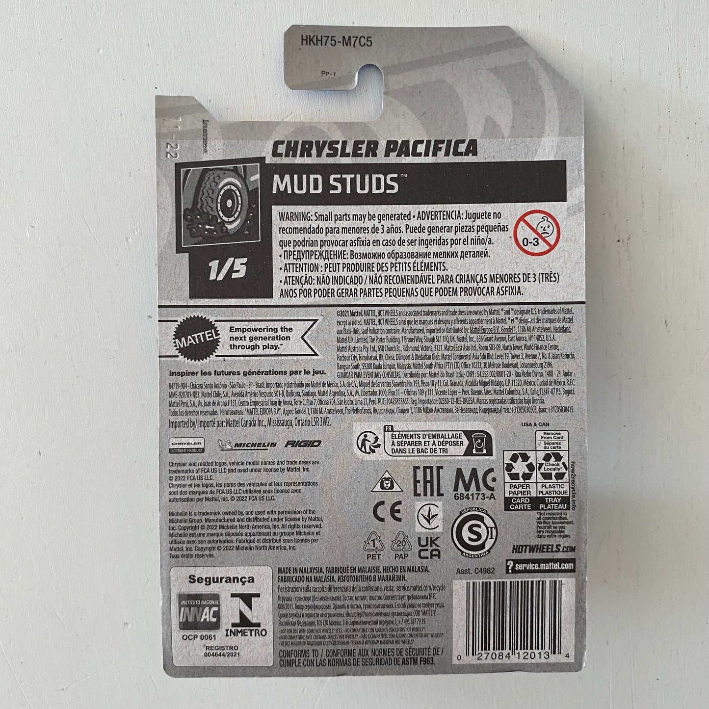2023 HOT WHEELS #88 - Chrysler Pacifica (Grey #1 HW Mud Studs - Long Card) B00