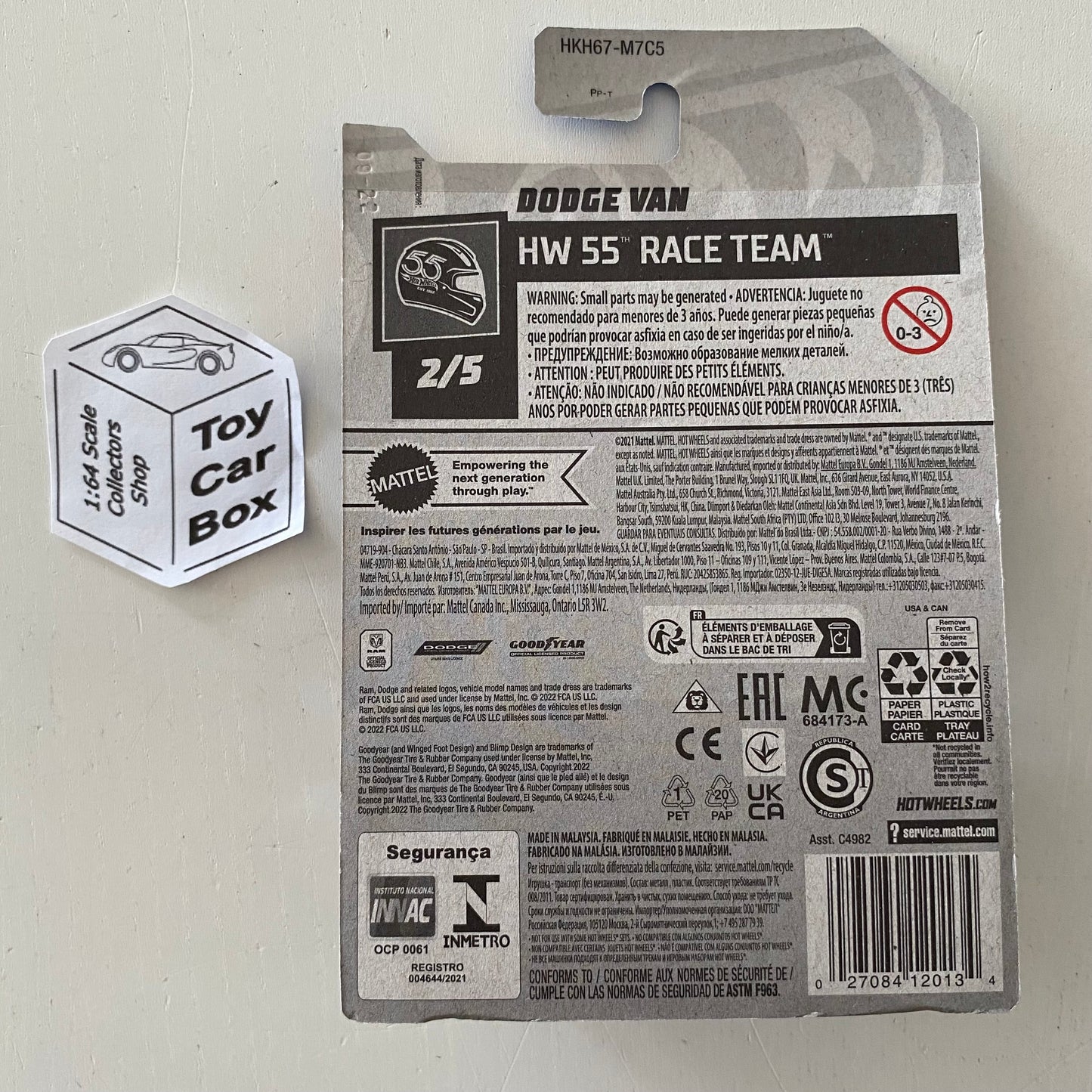 2023 HOT WHEELS #66 - Dodge Van (Blue #2 HW 55 Race Team - Long Card) B53