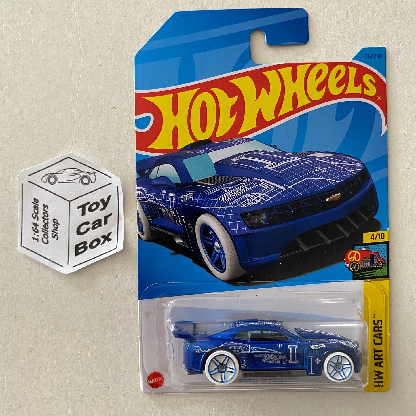 2023 HOT WHEELS #36 - Custom ‘11 Camaro (Blue #4 HW Art Cars - Long Card) B53