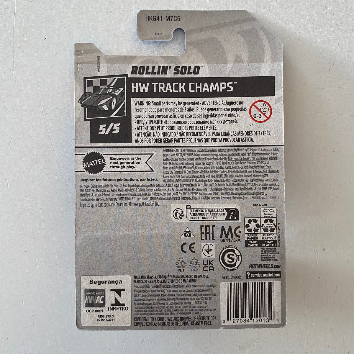 2023 HOT WHEELS #133 - Rollin Solo (Grey #5 HW Track Champs - Long Card) B53