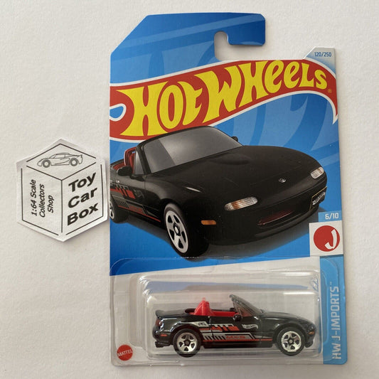 2024 HOT WHEELS #120 - ‘91 Mazda MX5 Miata (Black #6 J-Imports - Long Card) A80