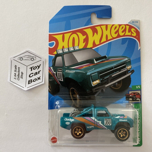 2024 HOT WHEELS #38 - ‘87 Dodge D100 (Green #1 HW Reverse Rake - Long) Z68