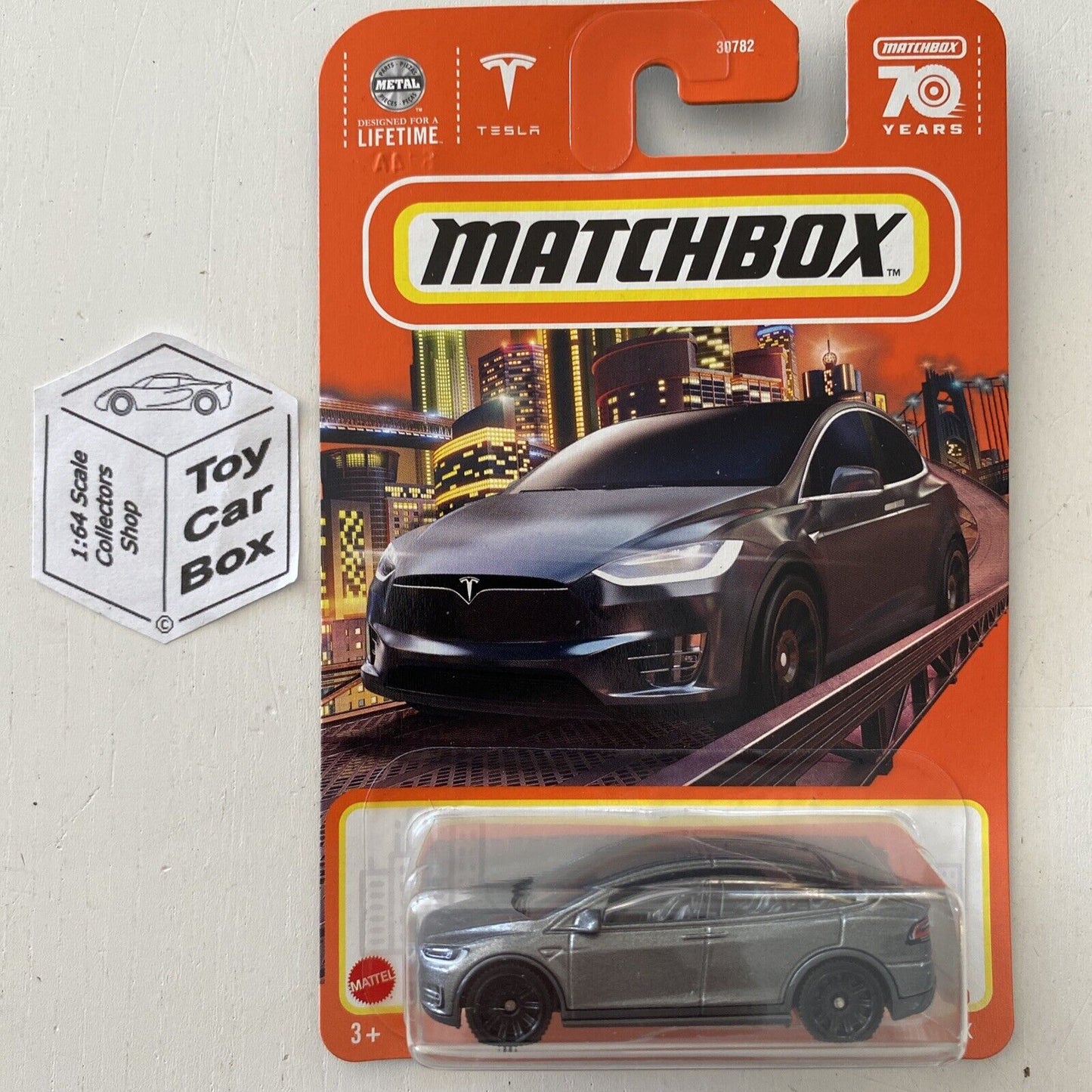 2023 MATCHBOX #90 - Tesla Model X (Grey - Long Card) B92