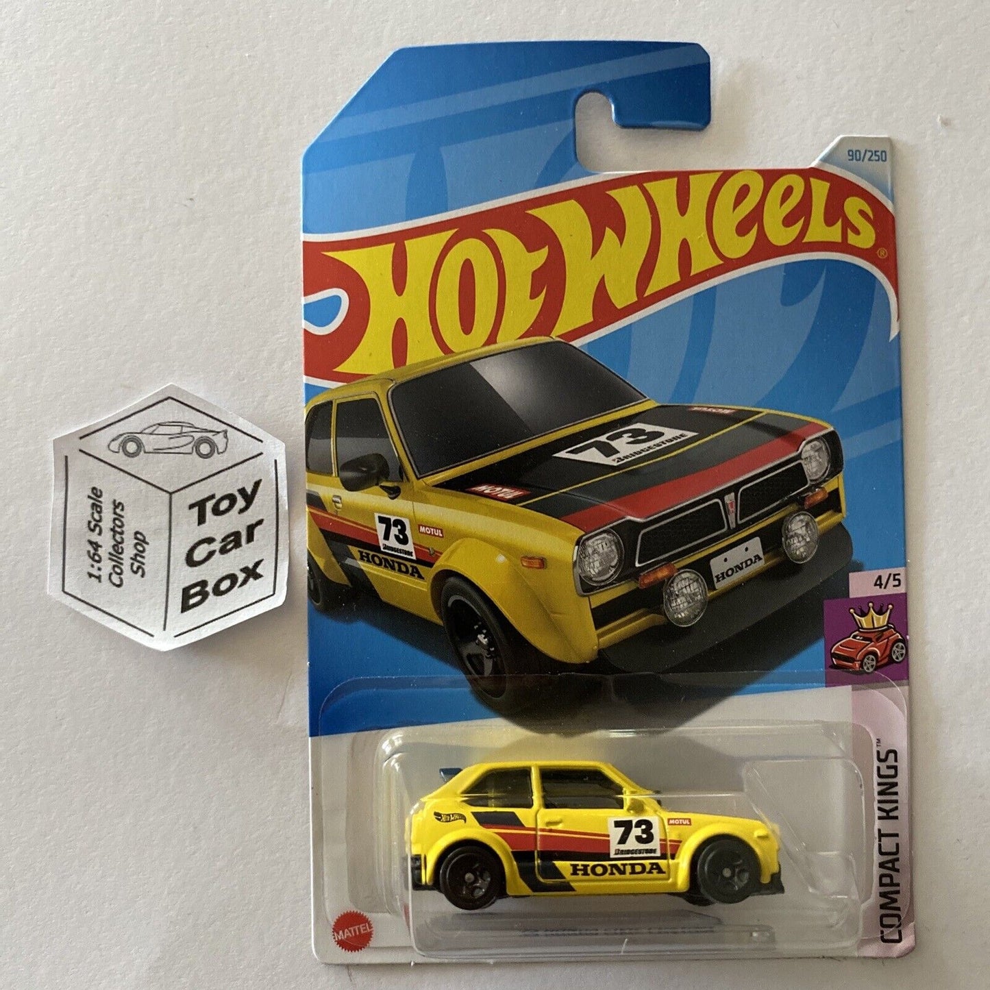 2024 HOT WHEELS #90 - ‘75 Honda Civic Custom (Yellow #4 Compact Kings -Long Card) A80