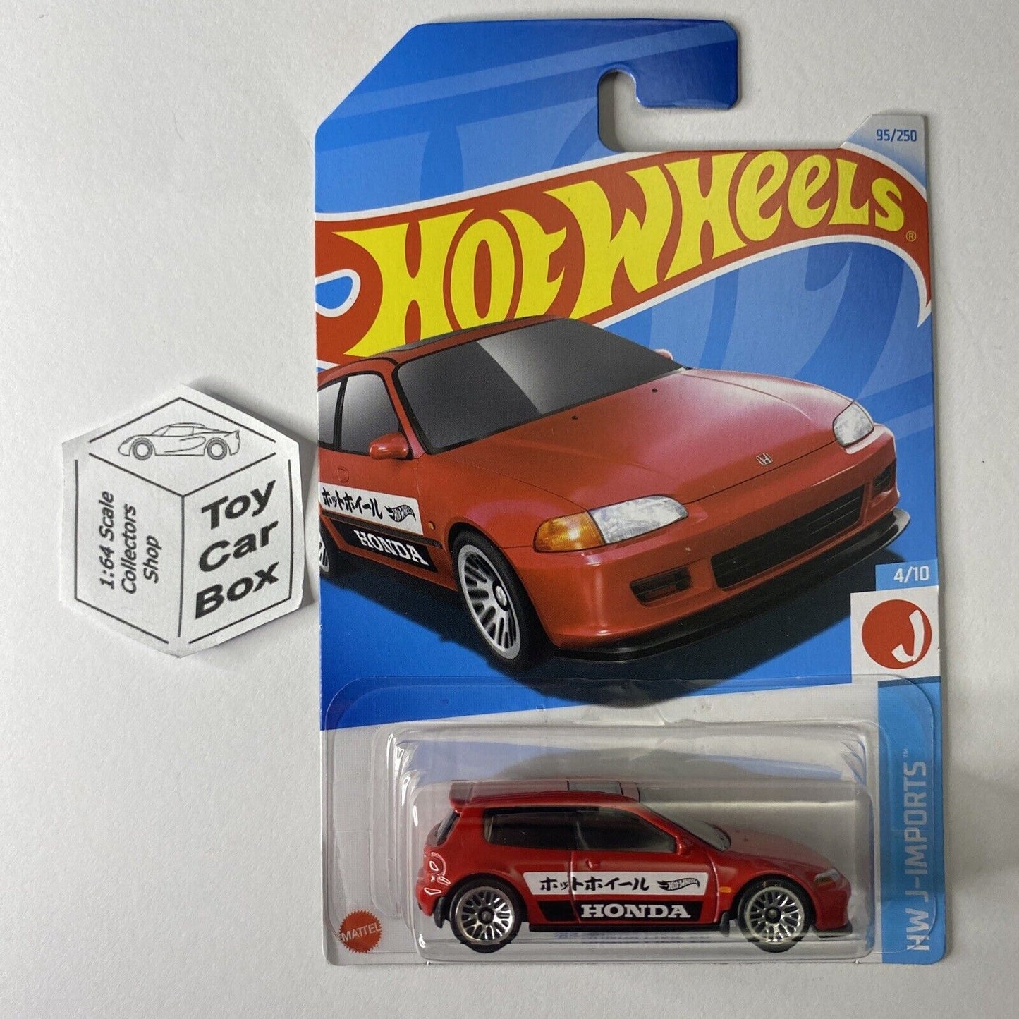 2024 HOT WHEELS #95 - ‘92 Honda Civic EG (Red #4 J-Imports - Long Card) A80