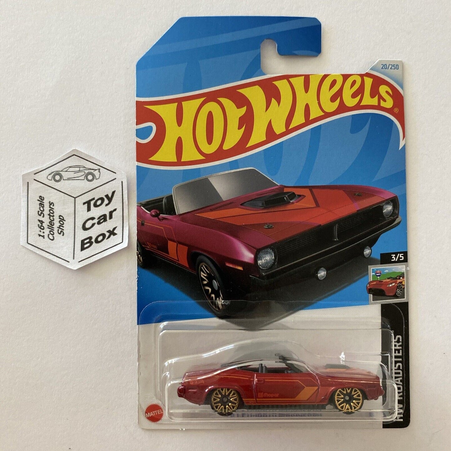2024 HOT WHEELS #20 - ‘70 Plymouth Barracuda (Red #3 Roadsters - Long Card) A80