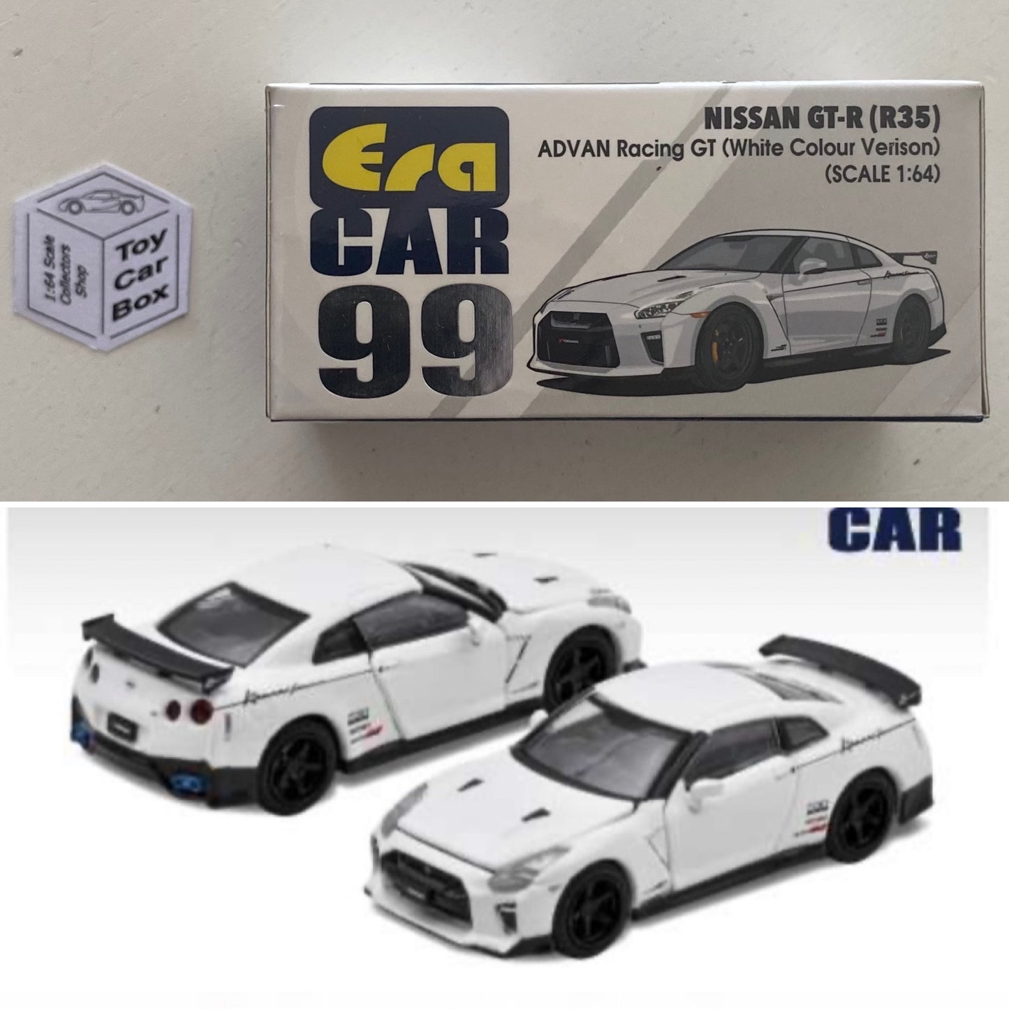 ERA CAR #99 - Nissan GT-R R35 Advan Racing (1:64 Scale - White - Boxed) J92g