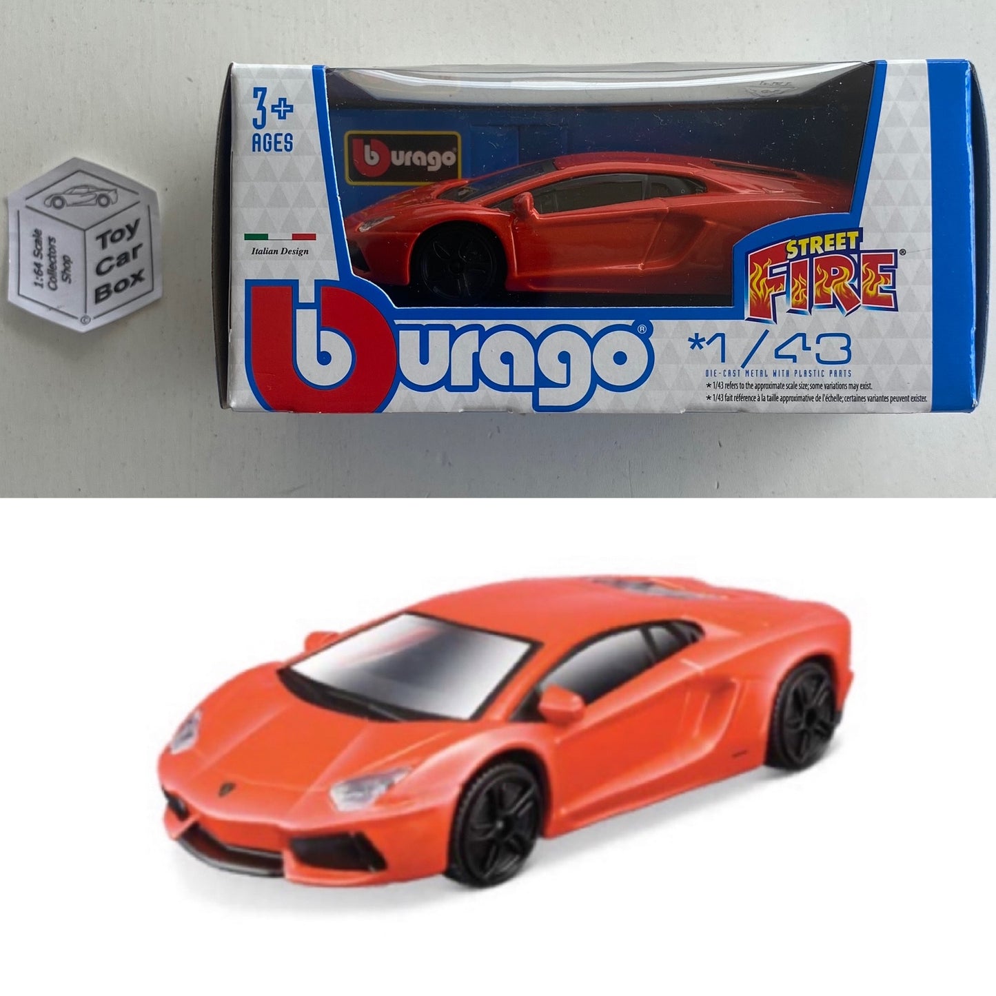 BBURAGO 1/43 - Lamborghini Aventador Coupe (Orange - Street Fire - Boxed) E78