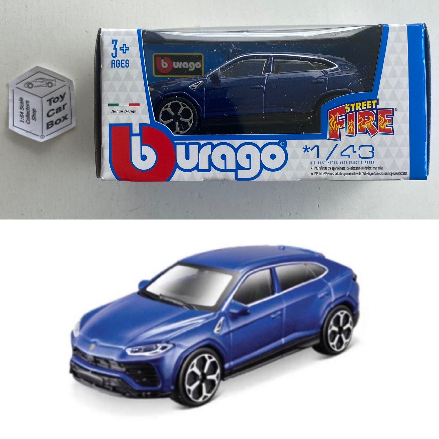 BBURAGO 1/43 - Lamborghini Urus (Blue - Street Fire - Boxed) E78