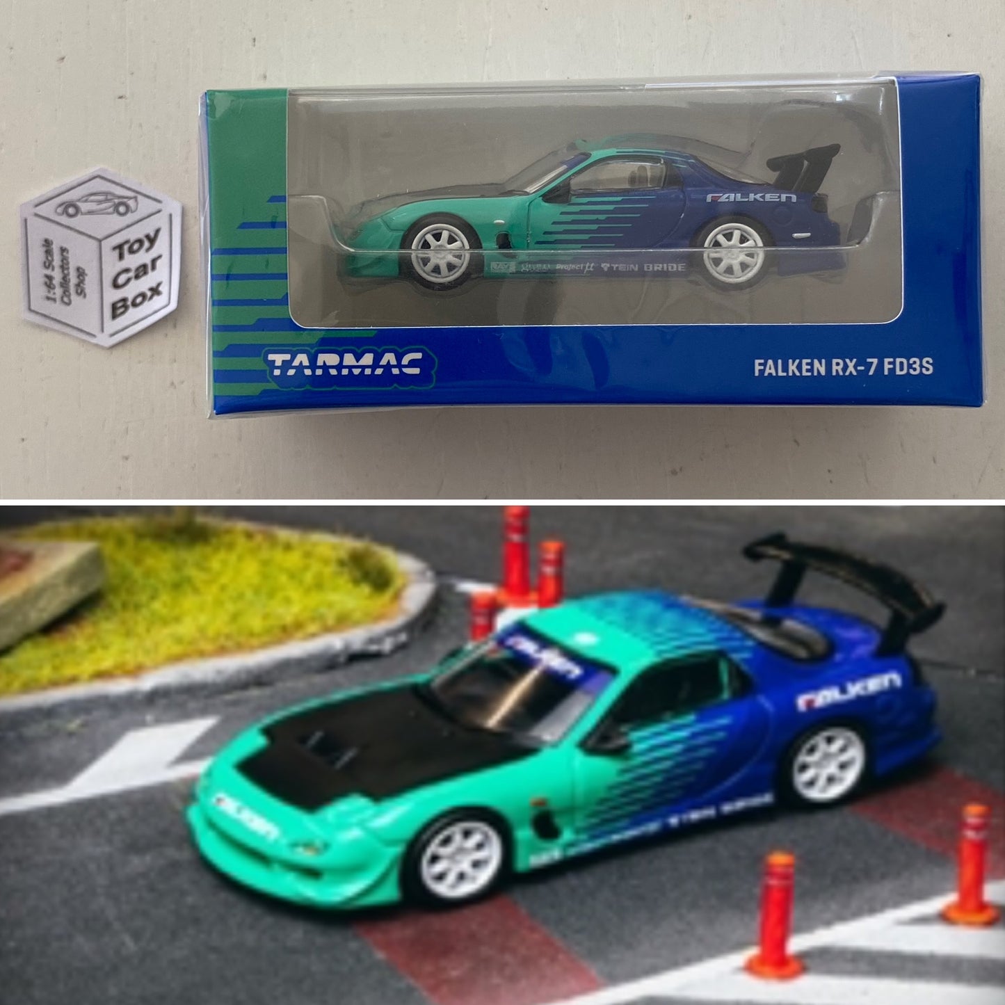 TARMAC - Mazda RX-7 FD3S (Falken Green/Blue - 1/64 Scale) O35