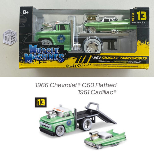 Muscle Machines Transports - 1961 Cadillac & ‘66 Chevy C60 (Approx 1:64) J45