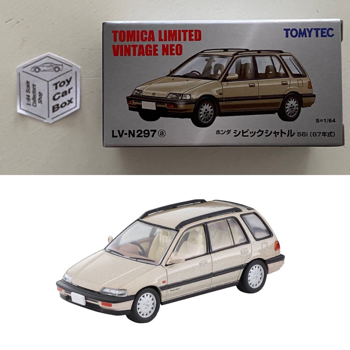TOMICA Limited Vintage Neo - ‘87 Honda Civic Shuttle 56i (Beige #LV-N297a) BI16