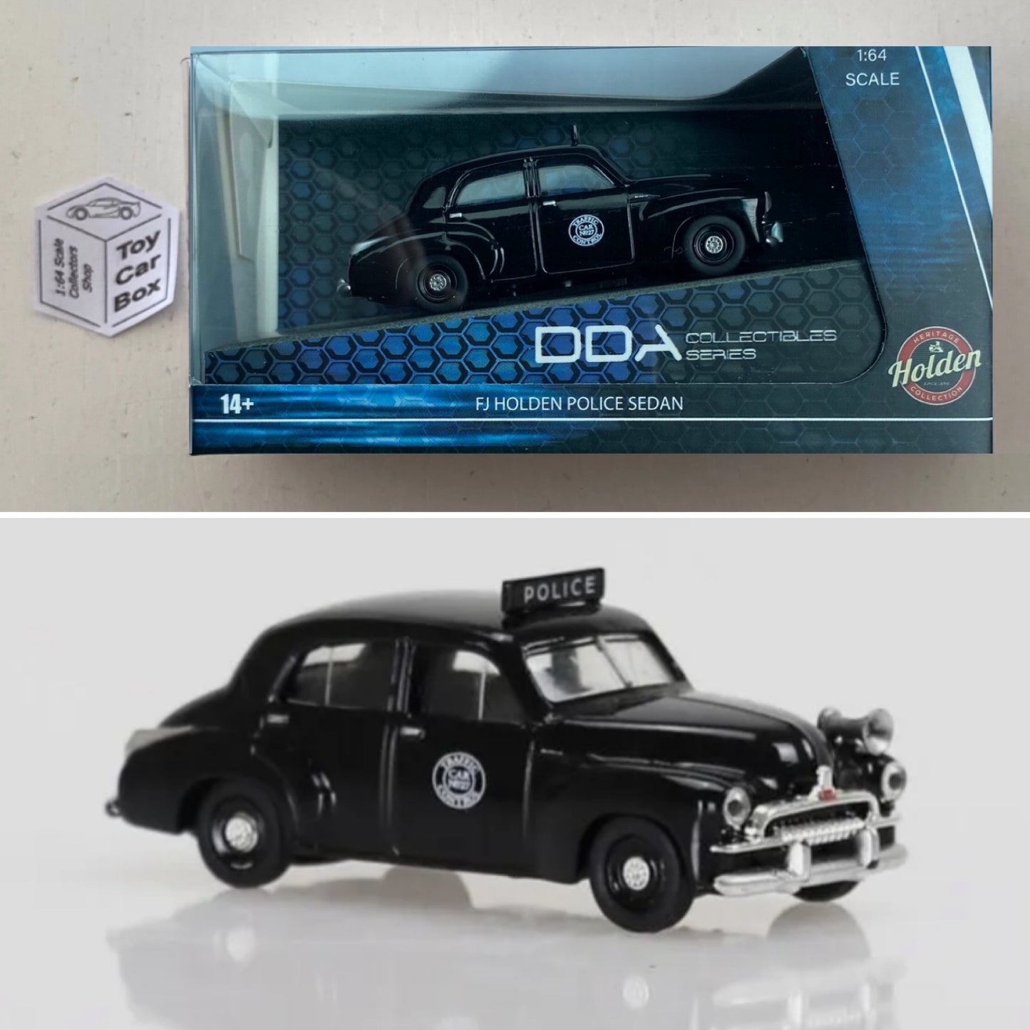 DDA Collectibles - Holden FJ Police Car (Black 1/64 - Boxed) O35